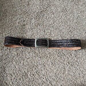 Braided brown leather boho belt 1X